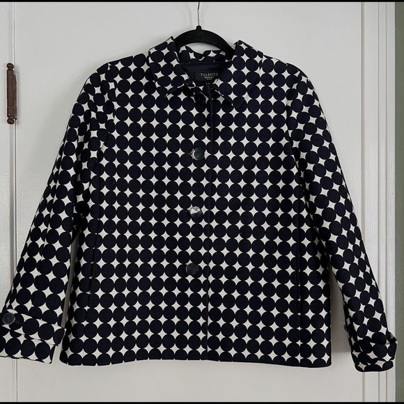 Talbots 50’s 60’s Mod Circle Pattern Blazer Size 10 Petite - Picture 1 of 11